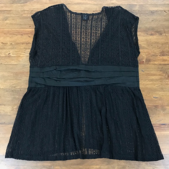 Torrid Black Lace Top Sheer Tank Blouse V Neck 1X - Picture 8 of 8